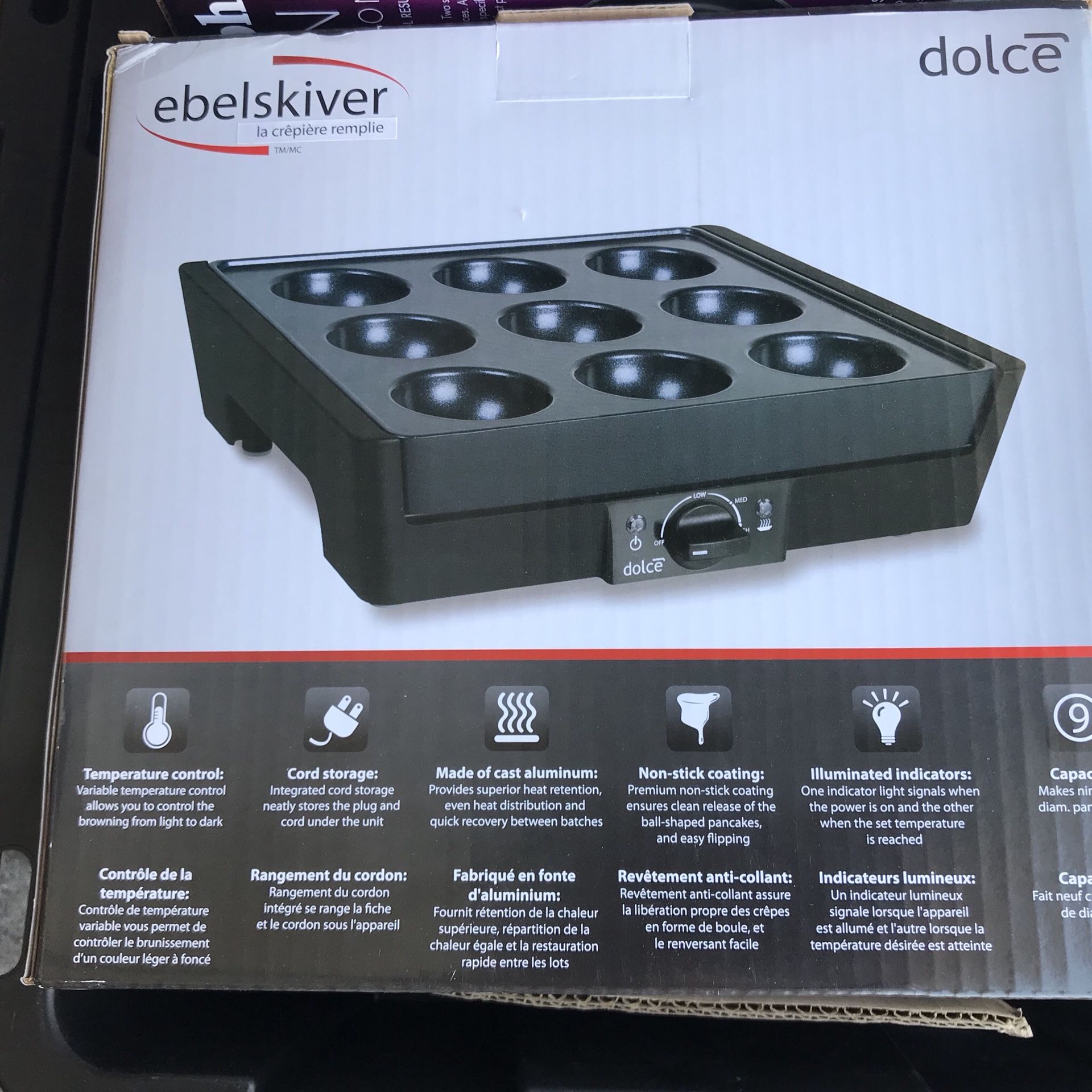 ELECTRIC FILLED PANCAKE MAKER EBELSKIVER DOLCE FROM WILLIAM SONOMA. - NEW