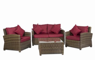 Live Falls Festival 4 pcs. Wicker set W/Red cushions
