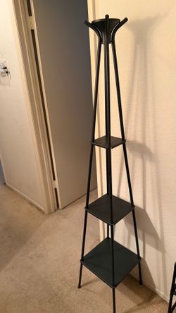 Black Metal Coat Rack with Shelves