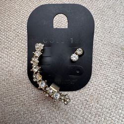Sparkling Rhinestone Gold-Tone Ear Cuff / Ear Crawler