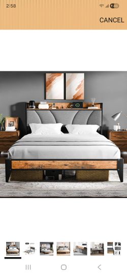Full Bed Frame With Charging Station