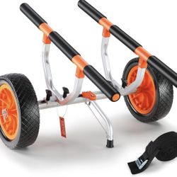 VEVOR Kayak Cart, Heavy Duty 450 LBS Load Capacity Kayak Trailer, Detachable Canoe Trolley Cart with Adjustable Width & Nonslip Support Foot, 12'' Sol
