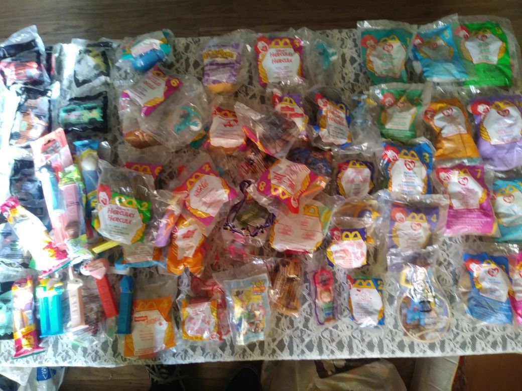 A lot of McDonalds toys and pez dispensers
