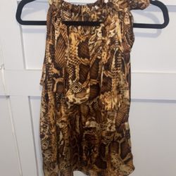 Silky Beige Snakeskin Blouse Y2K Style