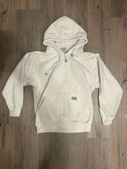 Small white pro club zip up hoodie