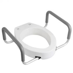 Raised Toilet Seat with Arms, 300 lbs Load Capacity, 3.5-Inch Lift Height, Widened Commode Elevated Toilet Seat Riser with Padded Handles for Seniors,