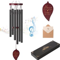 Wind Chimes for Outside Deep Tone, Sympathy Wind Chimes for Loss of a Loved, Outdoor Wind Chimes with 6 Tubes & Hook, Metal Wind Chimes for Outside