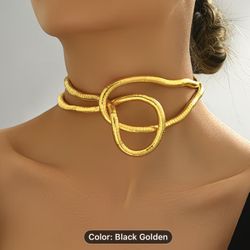 Women’s Gold Tone Snake Chain Statement Choker Necklace Metal 35.43in Fashion