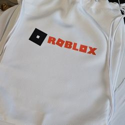 Roblox Logo Drawstring Bag White