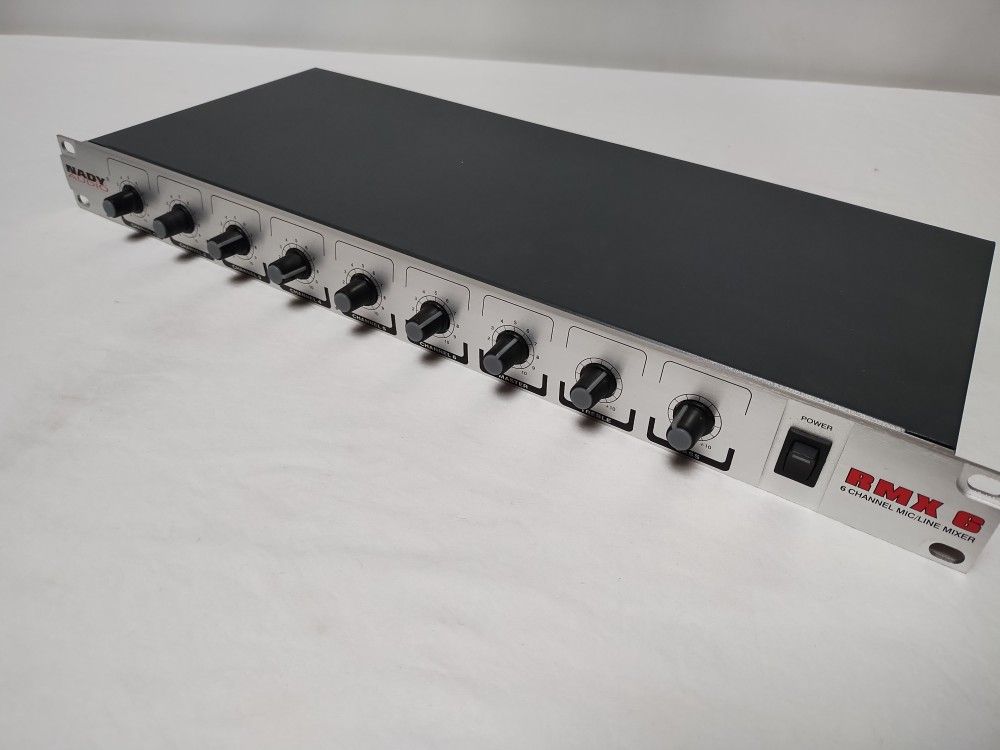 6 Channel Rack Mount Microphone Mixer Mono Nady RMX 6