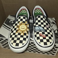 Vans Slip On SkatIstan Mens Size 5.5 Skateboarding Casual Black White Pro