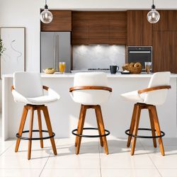 Cosmo 26 in. Walnut and Cream Faux Leather Counter Stool