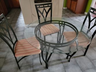 Glass metal table 4 chairs