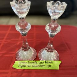 Mikasa Pirouette Czech Republic Crystal Candlesticks