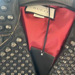 Mens New Gucci Leather Biker Jacket Coat Medium 48
