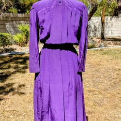 Indigo Vintage Pleated Charles Bianco Italian Collection Silk Petite 6 Dress EUC