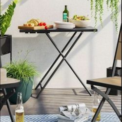 Folding Table- Indoor/Outdoor- Adjustable Height-Steel- by Room Essentials- Black