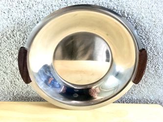 VINTAGE TRAY - MCM MID CENTURY MODERN BAUHAUS TEAK STAINLESS STEEL SCANDINAVIAN DENMARK - $66.00