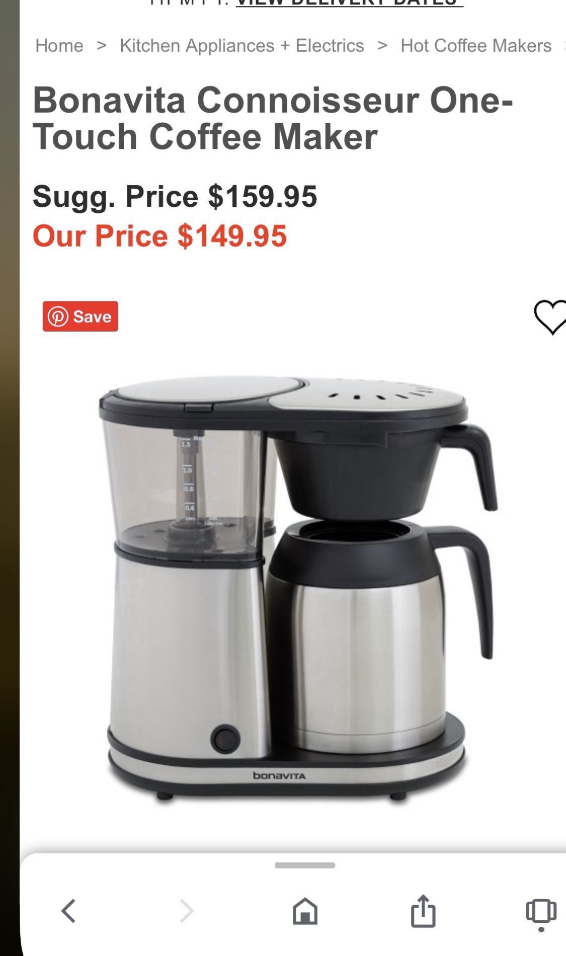 Bonavita 5 cup deluxe coffeemaker