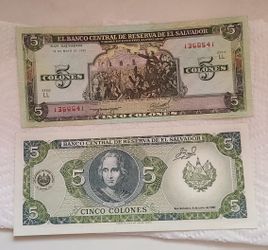2 1990 5 Colones De El Salvador Nice As Shown