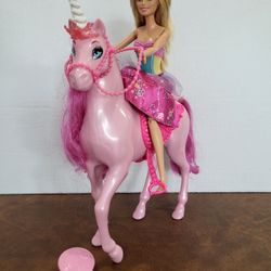 Barbie Fairytale Princess Doll & Pink Unicorn