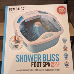 HoMedics Shower Bliss Foot Spa, Shower Massage Water Jets, Pedicure Center with 3 Attachments, Toe-Touch Control, FB-625H