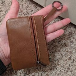 Women's Soft Genuine Leather Mini Coin Purse Brown