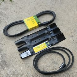 Riding lawnmower set (belt,blades)