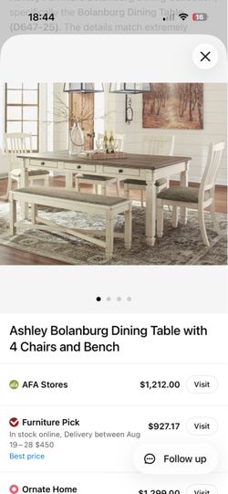 Ashley Bolanburg Farmhouse Dining Table Set – $600