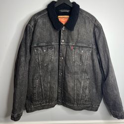 Levis Type 3 Trucker Denim Jean Sherpa Jacket Mens XXL Black