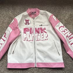 Leather Pink Larger Varsity Jacket