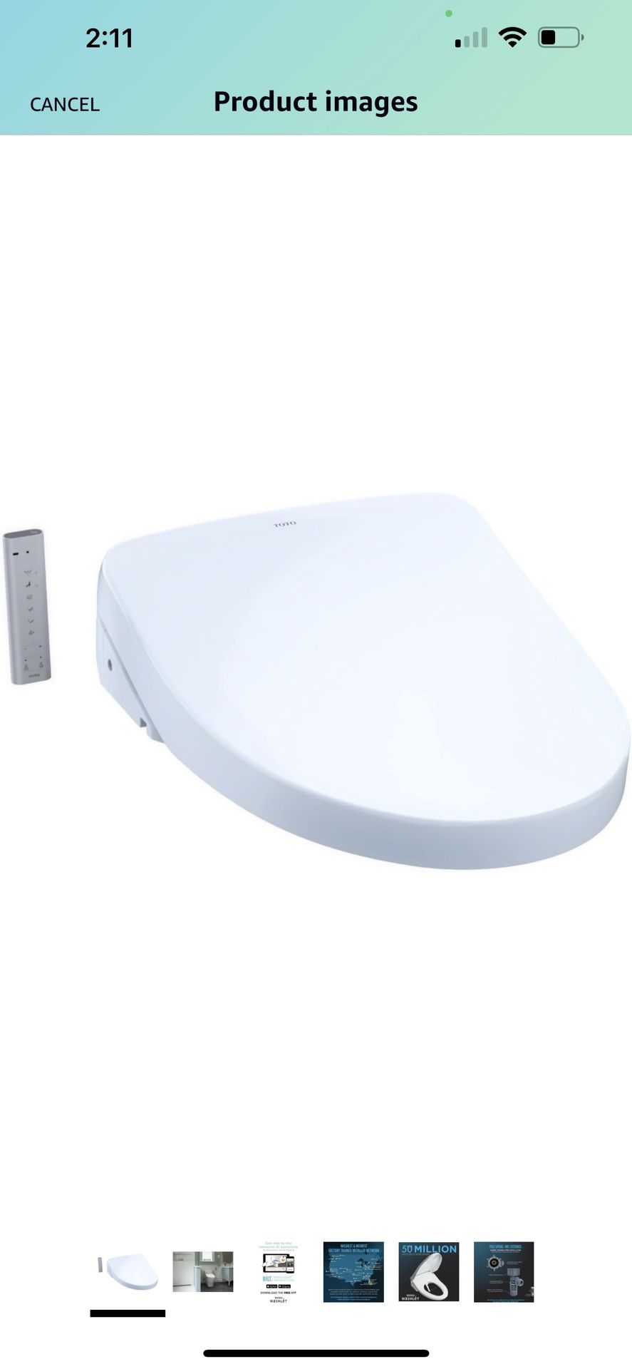 TOTO SW3056#01 S550E Electronic Bidet Toilet Seat with Cleansing Warm, Nightlight, Auto Open and Close Lid, Instantaneous Water Heating, and EWATER+,