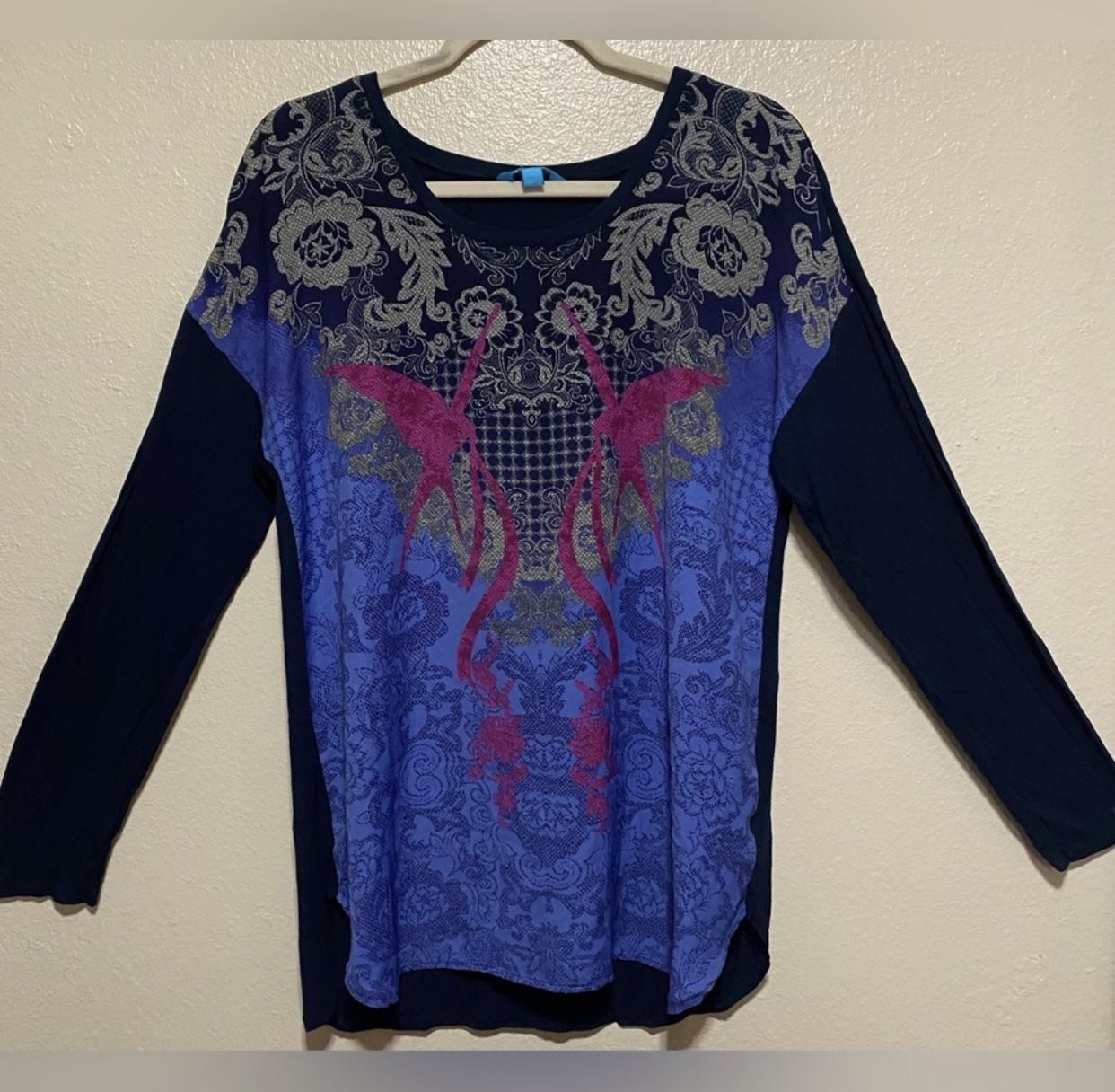 Nanette Lepore L’amour Womens XL Floral Tunic-Style Blouse | Shirt | Top