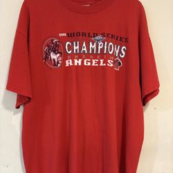 Anaheim Angels Shirt Mens Extra Large Red 2002 World Series Champions MLB