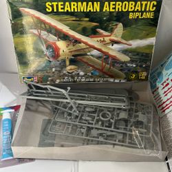REVELL 1/48 STEARMAN AEROBATIC BIPLANE model kit Opened $15