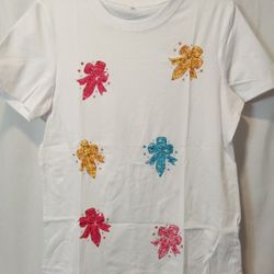 NEW Teachers T-Shirt Pencil Bow Writing Gift Appreciation Artists Writers Casual Tee
