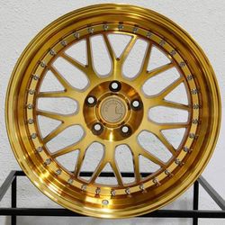 New 18” full gold bbs style rims tires set 5x100 5x114.3