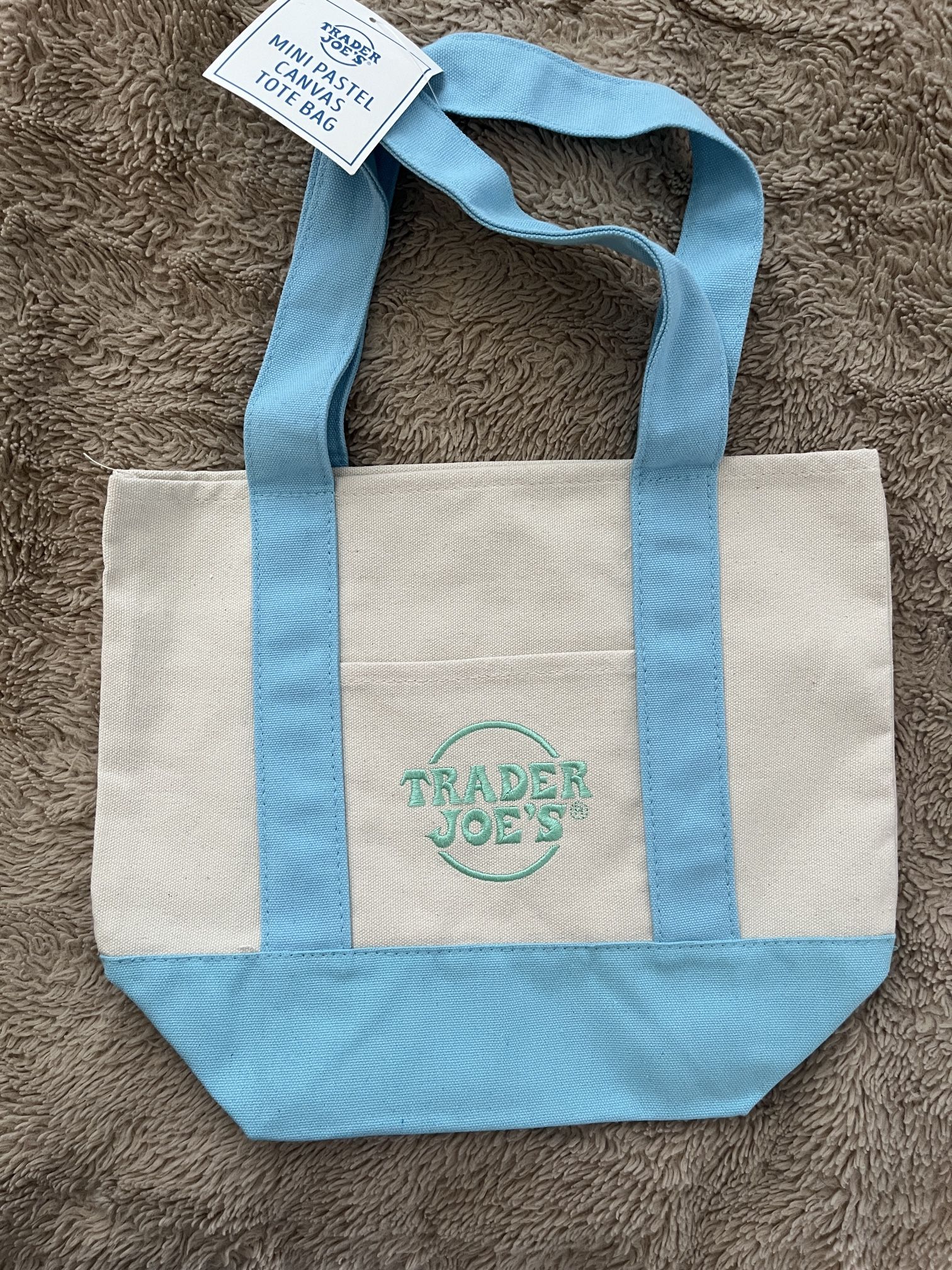 Trader Joes Min Tote Bag Blue 