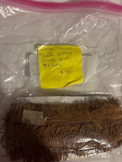 Vintage Brown Suede Leather Fringe Trim