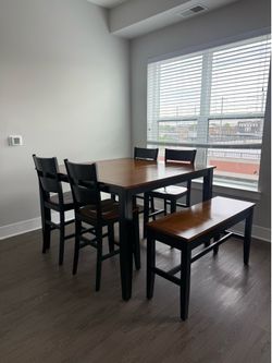 Dining Table with 4 Chairs + Bench