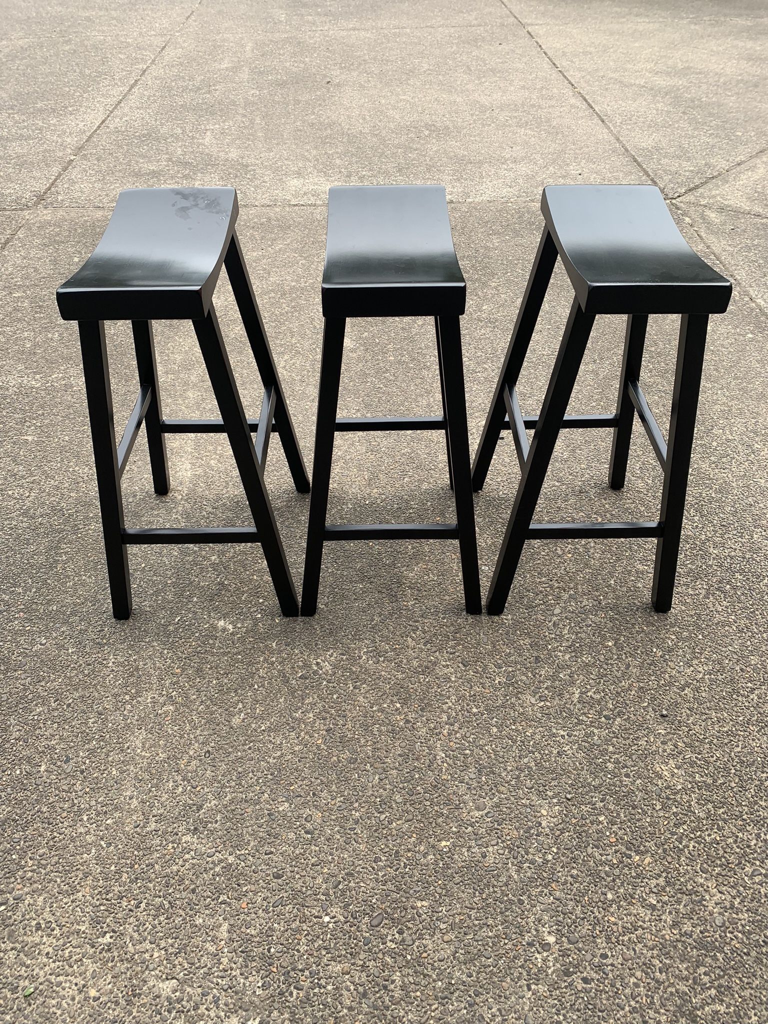 Three Black Bar-Height Stools