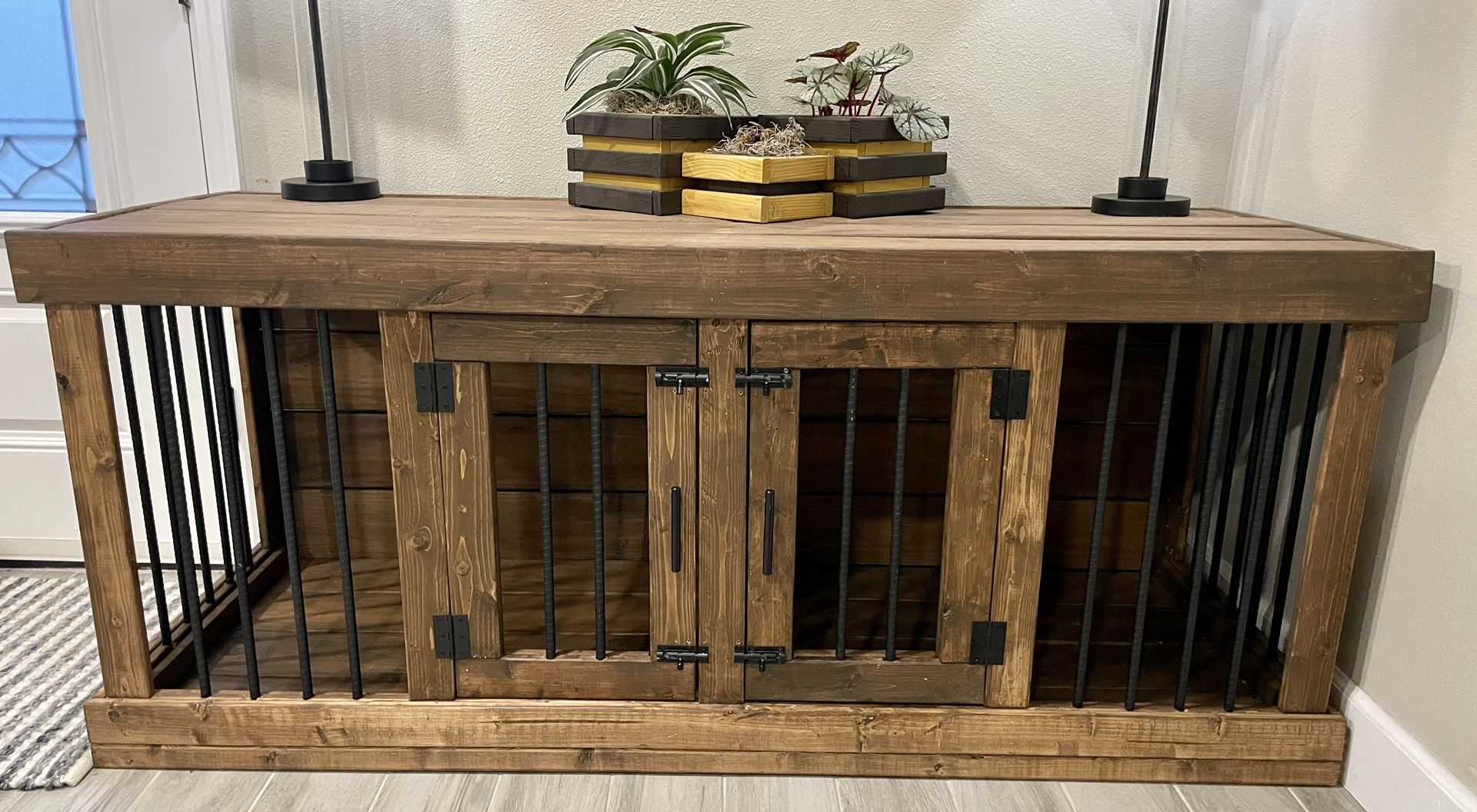 Solid Wood, Custom Dog Crate, Two Dogs, Double Dog Crate for Sale in