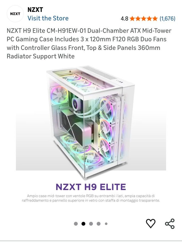 NZXT H9 Elite CM-H91EW-01 Dual-Chamber ATX Mid-Tower PC Gaming Case ...