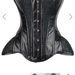 Black PVC & Lace Corset
