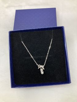 s999 sterling silver bow lily of the valley necklace pearl pendant pure silver clavicle chain