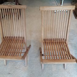 2 x Teak Folding Wooden Chairs