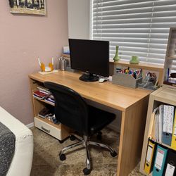Wooden Desk with little Cabinet 