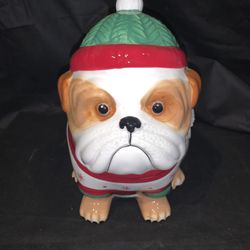 Sleigh Bell Bistro Bulldog Cookie Jar