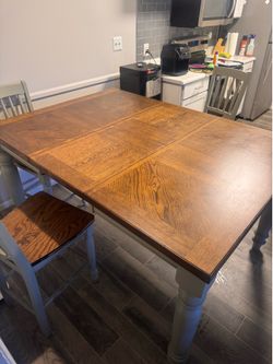 Heavy Solid Wood Extendable Dining Table + 3 Chairs – $500