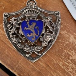 VintageVintage  Blue Griffin Breast Brooch Pin Shield